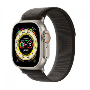 Умные часы Apple Watch Ultra LTE 49 мм (титановый корпус, титановый/черно-серый, нейлоновый ремешок) (MQFW3) - фото