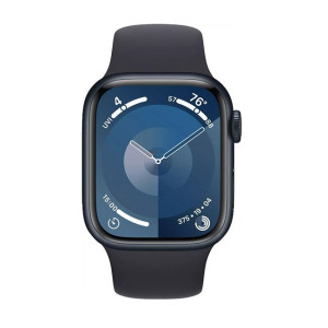 Умные часы Apple Watch Series 9 45 мм (алюминиевый корпус, полуночный/полуночный, спортивный силиконовый ремешок S/M) - фото2