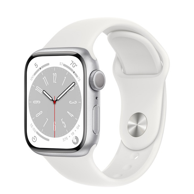 Умные часы Apple Watch Series 8 41 мм серебристый/белый спортивный (MP6K3) - фото