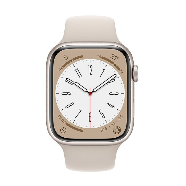 Умные часы Apple Watch Series 8 45 мм (алюминиевый корпус, звездный свет/звездный свет, спортивный силиконовый ремешок) - фото2