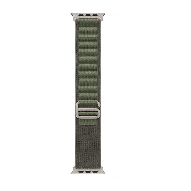 Умные часы Apple Watch Ultra LTE 49 мм (титановый корпус, титановый/темно-зеленый, текстильный ремешок) (MQEW3) - фото4