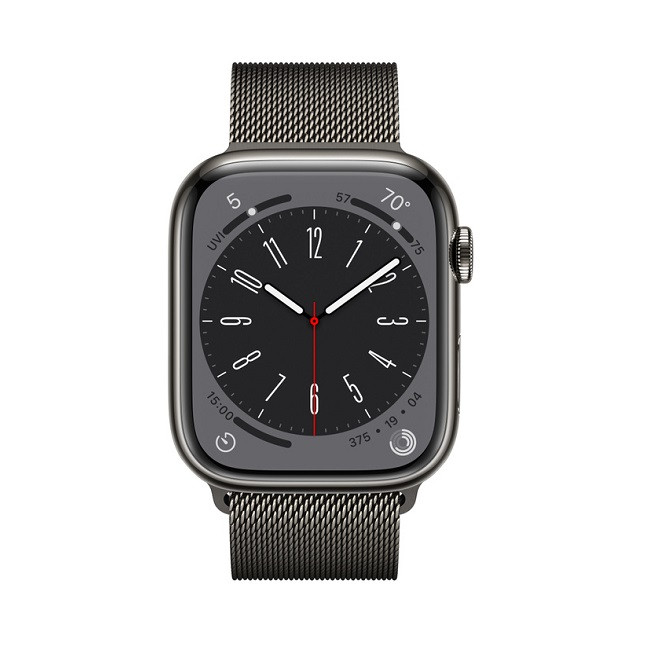 Умные часы Apple Watch Series 8 LTE 45 мм (корпус из нержавеющей стали, графит/миланский графитовый) (ML773) - фото2