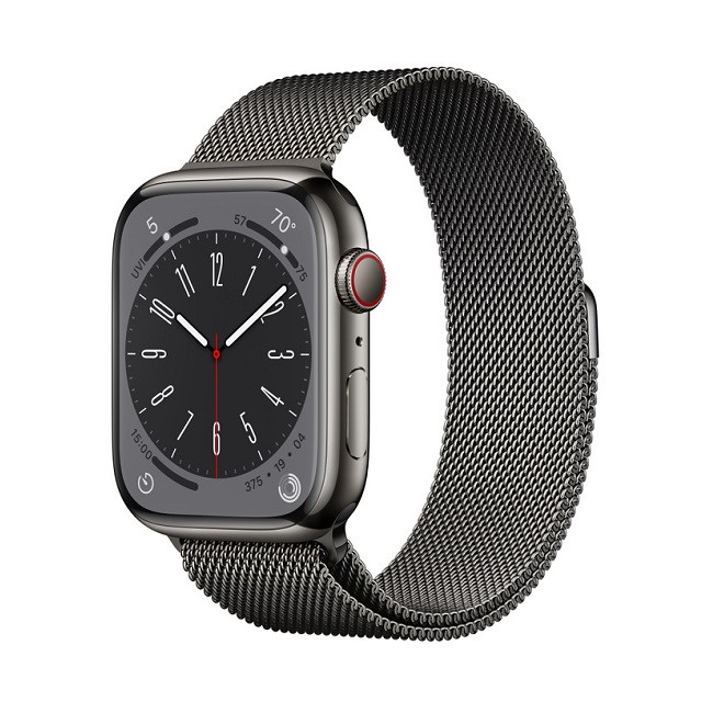 Умные часы Apple Watch Series 8 LTE 45 мм (корпус из нержавеющей стали, графит/миланский графитовый) (ML773) - фото