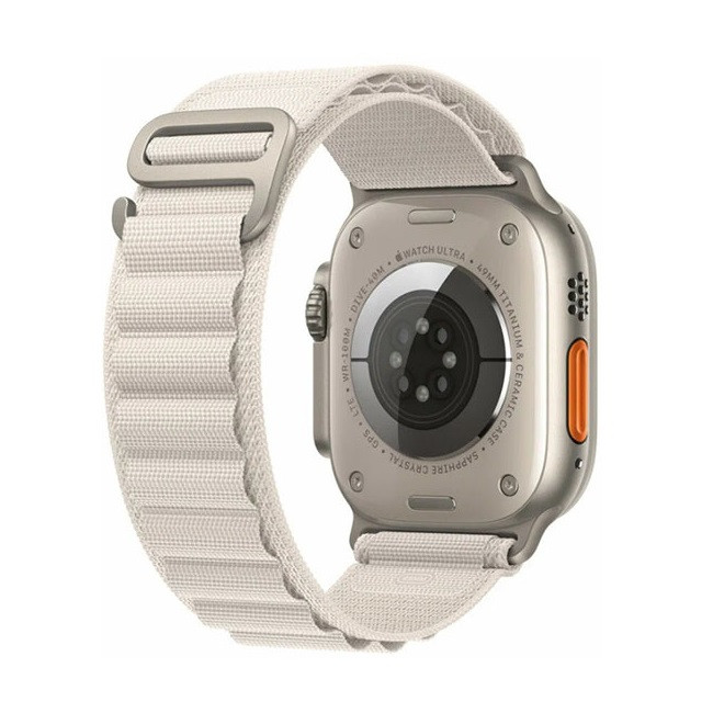 Умные часы Apple Watch Ultra LTE 49 мм (титановый корпус, титановый/звездный свет, текстильный ремешок) (MQFR3) - фото3