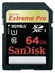 Карта памяти SDXC SANDISK Extreme PRO 64GB 10 CLASS UHS-I - фото