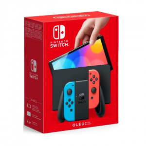 Игровая приставка Nintendo Switch OLED 64Gb (черный, с неоновыми Joy-Con) - фото