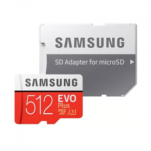 Карта памяти Samsung Evo plus microSDXC 512Gb Class 10 UHS-I U3 + SD адаптер - фото
