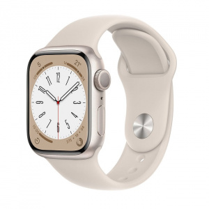 Умные часы Apple Watch Series 8 41 мм звездный свет/звездный свет спортивный (MNP63) (MNU93)
 - фото