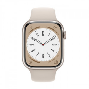 Умные часы Apple Watch Series 8 45 мм (алюминиевый корпус, звездный свет/звездный свет, спортивный силиконовый ремешок) - фото2