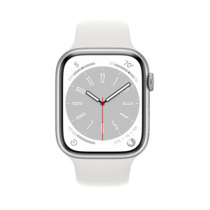 Умные часы Apple Watch Series 8 45 мм (алюминиевый корпус, серебристый/белый, спортивный силиконовый ремешок) - фото2