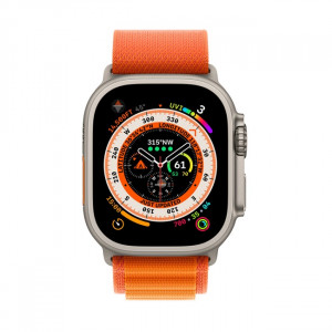 Умные часы Apple Watch Ultra LTE 49 мм (титановый корпус, титановый/оранжевый, текстильный ремешок) (MQFL3) - фото2
