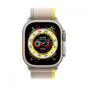 Умные часы Apple Watch Ultra LTE 49 мм (титановый корпус, титановый/желто-бежевый, нейлоновый ремешок) (MQF23) - фото2