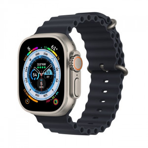 Умные часы Apple Watch Ultra LTE 49 мм (титановый корпус, титановый/темно-серый, ремешок из эластомера) (MQFK3) - фото