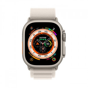 Умные часы Apple Watch Ultra LTE 49 мм (титановый корпус, титановый/звездный свет, текстильный ремешок) (MQFR3) - фото2