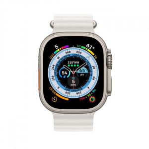 Умные часы Apple Watch Ultra LTE 49 мм (титановый корпус, титановый/белый, ремешок из эластомера) (MQE93) - фото2