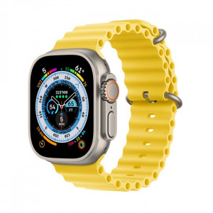 Умные часы Apple Watch Ultra LTE 49 мм (титановый корпус, титановый/желтый, ремешок из эластомера) (MQEC3) - фото