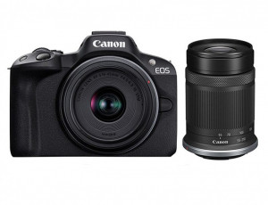 Беззеркальный фотоаппарат Canon EOS R50 Double Kit 18-45mm + 55-210mm. Черный - фото