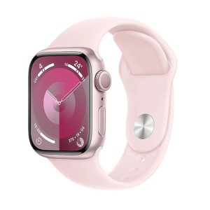 Умные часы Apple Watch Series 9 41 мм (алюминиевый корпус, розовый/розовый, спортивный силиконовый ремешок) - фото