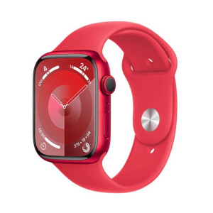 Умные часы Apple Watch Series 9 41 мм (алюминиевый корпус, красный/красный, спортивный силиконовый ремешок) - фото