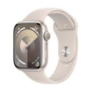 Умные часы Apple Watch Series 9 41 мм (алюминиевый корпус, звездный свет/звездный свет, спортивный силиконовый ремешок) - фото
