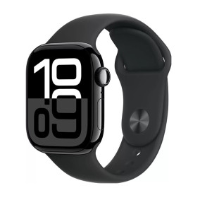  Умные часы Apple Watch Series 10 42 мм (алюминиевый корпус, черный/черный, спортивный силиконовый ремешок) - фото