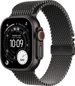 Умные часы Apple Watch Ultra 3 LTE 49 мм (титановый корпус, черный/черный, миланская петля L) (MF1T4) - фото