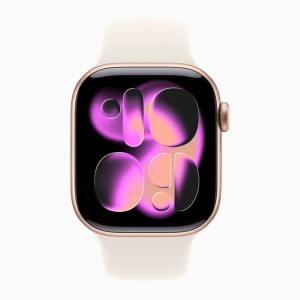 Умные часы Apple Watch Series 11 46 мм (алюминиевый корпус, розовое золото/звездный свет, спортивный силиконовый ремешок) - фото2