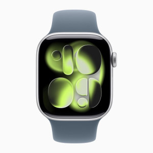Умные часы Apple Watch Series 11 42 мм (алюминиевый корпус, серебристый/синий, спортивный силиконовый ремешок) - фото2