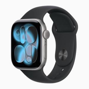 Умные часы Apple Watch Series 11 42 мм (алюминиевый корпус, космический серый/черный, спортивный силиконовый ремешок) - фото
