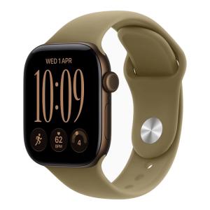 Умные часы Apple Watch Series 12 46 мм (алюминиевый корпус, темно-бронзовый/оливковый, спортивный силиконовый ремешок) - фото