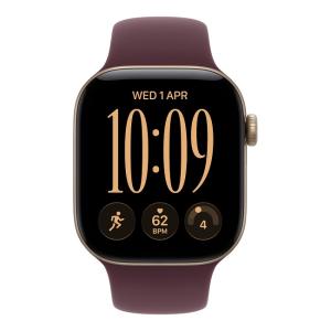 Умные часы Apple Watch Series 12 42 мм (алюминиевый корпус, светлое золото/бордовый, спортивный силиконовый ремешок) - фото2