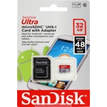 Карта памяти SanDisk Ultra microSDHC 32Gb Class 10 UHS-I U1 + SD адаптер - фото