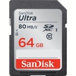 Карта памяти SDXC SANDISK ULTRA 64GB 80MB/s 10 CLASS UHS-I - фото